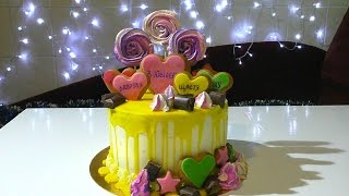 Украшение кремового торта Как украсить торт на День Рожденье Decorating cream cake
