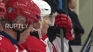 Putin and Lukashenko play ice hockey after talks in St Petersburg