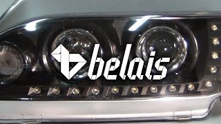 Передние фонари «AUDI STYLE» для ВАЗ 2113 (чёрные с дневными ходовыми огнями) — «Белайс»