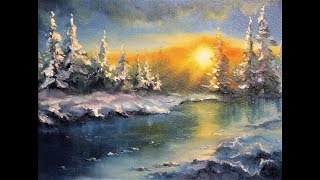? ХуДоЖнИкИ Зимний пейзаж / Картина маслом / Речка / Рисуем вместе / Александр Григорьев