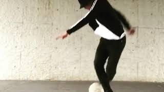 Hip hop dancing improvisation with a soccer ball