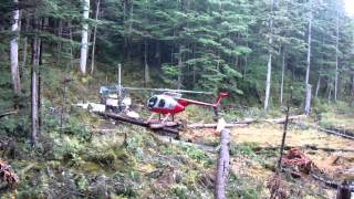 MD500 confined area backwards takeoff from log pad