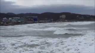 ЧЕРНОЕ МОРЕ, ШТОРМ,  КАЙТСЕРФИНГ  31.01.15 г. пос ЛЕРМОНТОВО