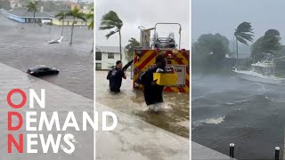The Moment Hurricane Ian SLAMS into Florida at 155mph