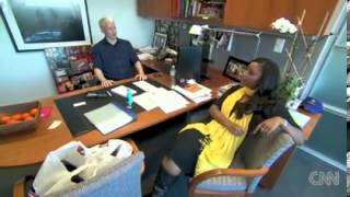 Isha Sesay hangs out in Anderson's office