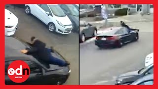 Salesman Hangs Onto Bonnet For Dear Life as Car Thief Speeds Away
