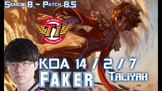 SKT T1 Faker TALIYAH vs RYZE Mid - Patch 8.5 KR Ranked