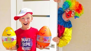 Ali and his friend pretend play wıth Big Easter Eggs