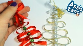 Новогодние ПОДЕЛКИ / Елка с атласных лент / Поделка своими руками