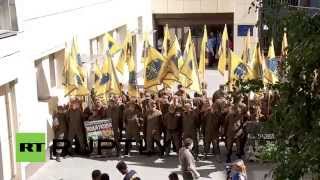 Ukraine: Azov fighters protest in Kiev against sale of training base