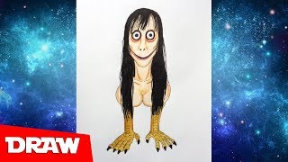 How to draw MOMO, Как нарисовать МОМО, Страшные Рисунки