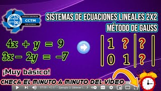 ???? Gauss para sistema de ecuaciones lineales 2x2 | ¡Muy básico! | Con comprobación | Álgebra Lineal