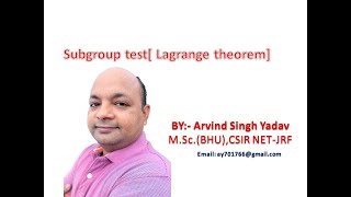 Subgroup test and Lagrange theorem, group theory