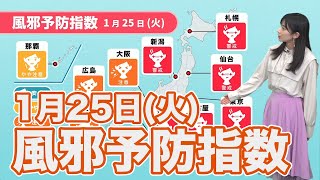 明日1月25日(火)の風邪予防指数