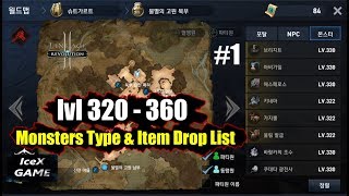 Lineage 2 Revolution lvl 320 to 360 Monsters Type & Item Drop List #1