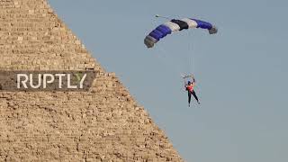 Pro skydivers "Jump Like a Pharaoh" over Giza Pyramids