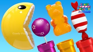 3D Pacman Учим цвета| 3Д Пакман и 3Д Конфеты для детей | 3д Анимация Пакман |3d Lollipop для малышей