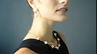 Pearl Earrings and Necklace Isharya Pyramid Mirror Jewelry Collection
