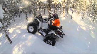 polaris sportsman 570 & yamaha grizzly 450 deep snow part 1