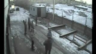 Метеорит Челябинск, запись камеры наблюдения, в конце ударная волна