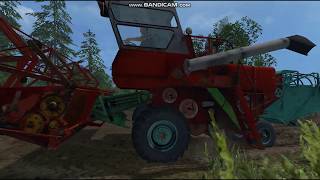 Дорога на поле. Комбайны нива и енисей. Farming simulator 15.