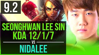 SeongHwan LEE SIN vs NIDALEE (JUNGLE) | KDA 12/1/7, Dominating | Korea Master | v9.2