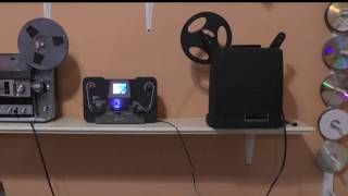 Wolverine MovieMaker Reels2Digital setup for 7 inch reels to 7" reel take up using two projectors
