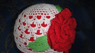 Летняя ажурная шапочка крючком для девочки. Crochet summer hat