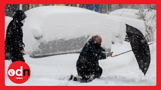 Travel CHAOS as Freak Blizzard Covers Madrid in Deep Snow