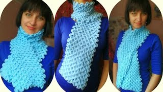 Шарфик "чешуя" крючком для начинающих. Scarf "scales" Crochet for beginners.
