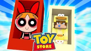Minecraft TOYSTORE: BABY DUCK SAVES THE POWERPUFF GIRLS!! w/Little Carly and Little Kelly .