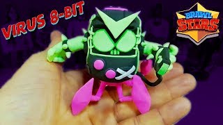 ВИРУС 8 БИТ ИЗ ПЛАСТИЛИНА, БРАВЛ СТАРС, ЛЕПКА ШОУ, brawl stars clay Art - New Skins Virus 8-Bit