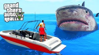РЕАЛЬНАЯ ЖИЗНЬ В GTA 5 -  ОХОТА НА АКУЛУ МЕГАЛОДОН!
