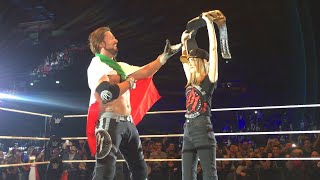 AJ Styles celebrates with the WWE Universe in Milan, Italy