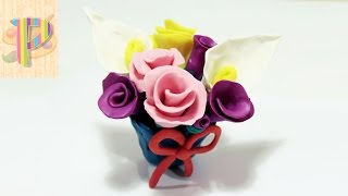 How To Make Plasticine Clay Flowers Как сделать цветы из пластилина