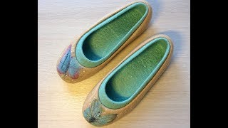 Двухслойные валяные тапочки. Валяние из шерсти. Мастер класс. Felting