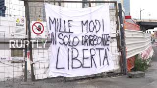 Italy: Dockers protest against COVID Green Pass in Genoa