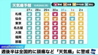 週後半は全国的に頭痛など「天気痛」に警戒