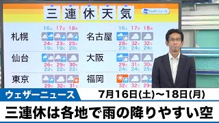 【三連休の天気】三連休は各地で雨の降りやすい空