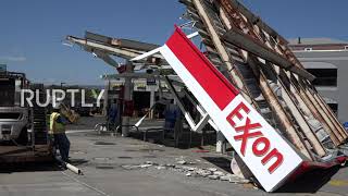 USA: Petrol station in Queens collapses after Hurricane Ida hits New York