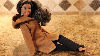 Одежда для куклы Барби. Как сшить пальто для куклы. \ How to make hood coat for Barbie doll.