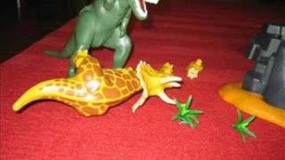T-Rex attacks Triceratops