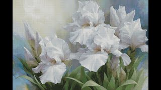 Вышивка в мае. Все процессы. Белые ирисы от HAUKUN