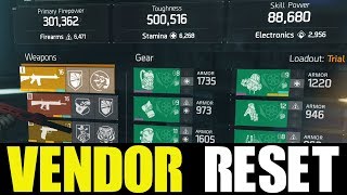 THE DIVISION - GOOD VENDOR RESET | GOD ROLL WEAPONS, GEAR & GEAR MODS! (YOU NEED TO BUY)