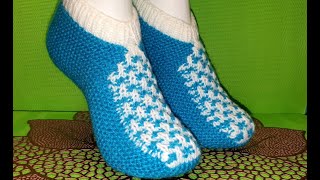 #423 ТАПОЧКИ СПИЦАМИ С НЕОБЫЧНЫМ НОСИКОМ. КРАСИВО И ТЕПЛО.МАСТЕР КЛАСС. Knitted slippers.Master clas