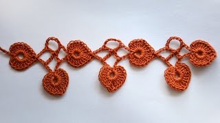 ♦ Кайма с листочками - сердечками крючком • ellej