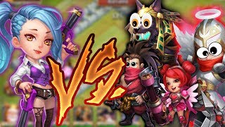 Castle Clash| Gunslinger (Pistolera) VS Anubis, Michael, Ronin (Samurai), y Lolita (Heartbreaker)