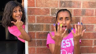 Kids pretend play Color ACRYLIC NAILS Prank!! funny video part 2