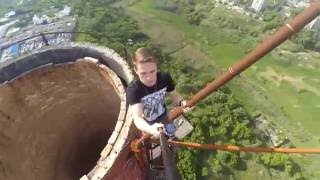 Опасный руфинг трубы недостроенной котельной (105 метров). г.Волгоград