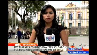 Evo Morales condecora a tres soldados bolivianos que estuvieron detenidos en Chile